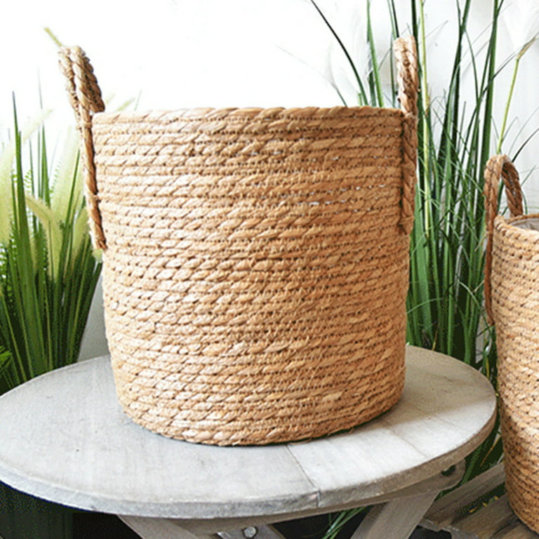 Artera Woven Seagrass Plant Basket - Wicker Belly Basket Planter Indoor  with Plastic Liner and Handles, Natural Plant Pot for Fiddle Leaf Fig Tree