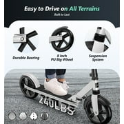 LNOW Foldable Kick Scooter-8 in Wheels for Kid, Teens & Adults, 4 Adjustable Levels, Max Load 240lbs,Lightweight