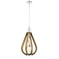 thumbnail image 2 of Flann 14 in. 3-Light Indoor Silver and Faux Wood Grain Finish Pendant with Light Kit, 2 of 5