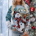 thumbnail image 2 of Sudaderas navideñas para mujer Cuello casual Manga larga Estampado gráfico Camisetas Pullover Tops Pompotops gfhjh10157, 2 of 6