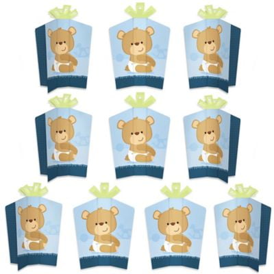 Baby Boy Teddy Bear - Table Decorations - Baby Shower Fold and Flare Centerpieces - 10 Count