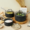 thumbnail image 2 of HLAFRG Nonstick Premium 3-Piece Saucepan Set with Glass Lids,1&2&3QT, Natural Durable Granite Coating, Nonstick, Durable & Oven Safe to 450°F, Black, 2 of 5