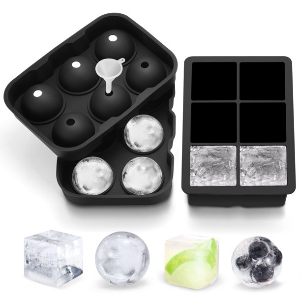 Omorc Ice Cube Trays 2 Pack, BPAFree Silicone Sphere Ice Cube Trays