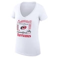 thumbnail image 2 of Women's G-III 4Her by Carl Banks White Carolina Hurricanes Super-Slim Fit Lightweight Collage Team Graphic T-Shirt, 2 of 3