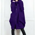 thumbnail image 2 of Tuphregyow Women Jacket Coats Outerwear with Pocket Outerwear with Pocket Plus Size Leisure Long Sleeve Zip Down Fuzzy Fleece Open Front Trendy Solid Purple XXXXL, 2 of 9