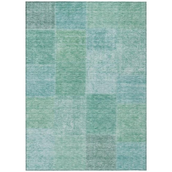 HomeRoots 580697 8 x 10 ft. Patchwork Washable Indoor & Outdoor Rectangle Area Rug, Teal Blue, Sage & Green