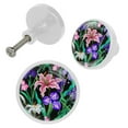 thumbnail image 2 of 4 Pcs Flowers Iris Lily Knobs for Kitchen Cabinet Cupboard Dresser Bookcase Drawer Pulls Handles Round Home Decor, 2 of 5
