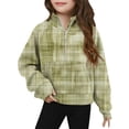 thumbnail image 2 of Nmnitkp Girls Half Zip Sweatshirt Long Sleeve Pullover Crop Tops Kids Lightweight Fleece Fashion Winter Clothes Green,11 Years, 2 of 5