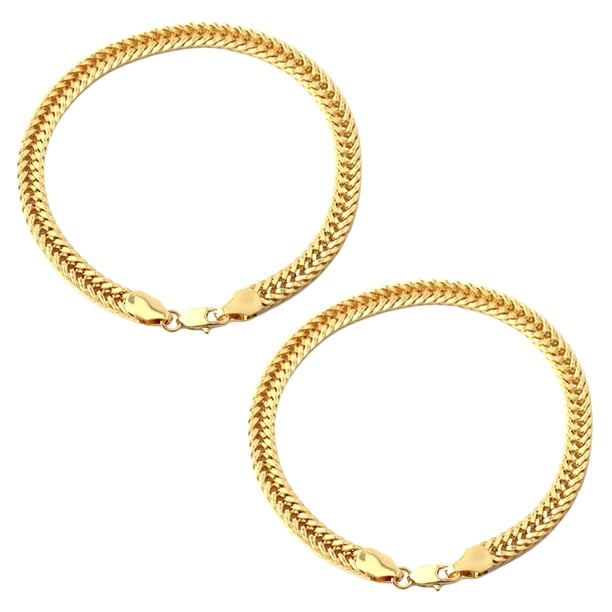 2 pulseras de cadena de cobre de moda, regalo de joyería, brazalete de cadena de eslabones cubanos para mujeres y hombres.