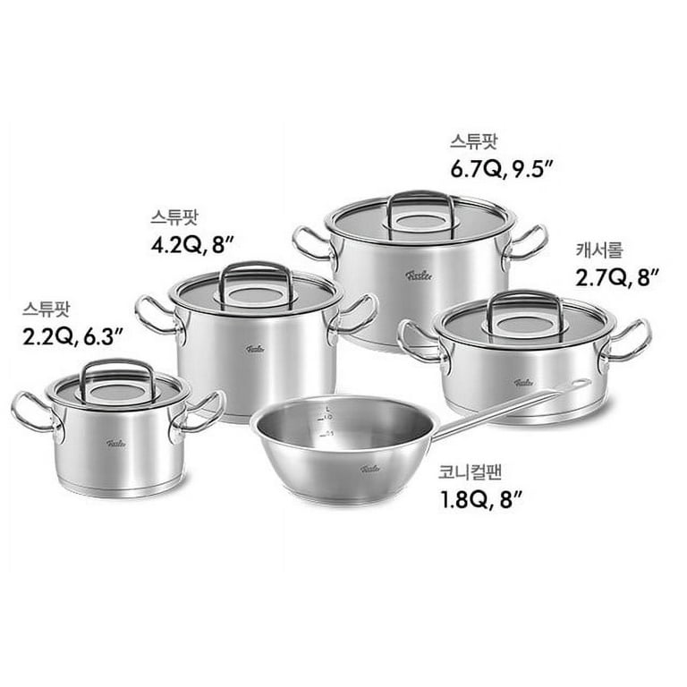 Fissler Original-Profi Collection® 2019 Steel Lids with Cookware Concial Set Pan and 9-Piece Glass Stainless