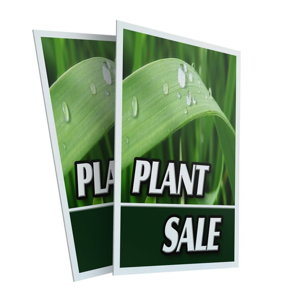Plant Sale (2-PACK) 24" x 36" Plastic Signs | Sign Insert 4mm Corrugated Plastic Signs Storefront Window Poster