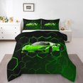thumbnail image 2 of Erosebridal Racing Car Bedding Comforter Set, Geometry Honeycomb Down Comforter, Neon Green, Microfiber 2-Piece, 2 of 8