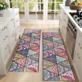thumbnail image 4 of Kitchen Rugs Sets Of 2,Blue Ethnic Triangle Pattern Anti Fatigue Kitchen Mat Rugs Non Slip Washable,Decorative Kitchen Floor Mats for Kitchen,Sink,Laundry,17"X47", 4 of 5