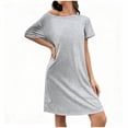 thumbnail image 2 of SELONE Short Sleep Shirts for Women Crew Neck Sleep Shirt Solid Short Sleeve Mini Dress Comfortable Tank Dress, 2 of 8