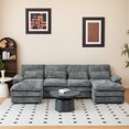 thumbnail image 3 of 110" U-Shaped Modular Sectional Sofa Cloud Couch in Grey Chenille, Memory Foam, Double Chaise Lounge for Living Room & Office, 3 of 11