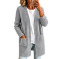 thumbnail image 6 of JUUNthy Cardigan for Womens, Ribbed Knit Open Front Long Sleeve Mid Length Sweater Outerwear with Pockets Black S, 6 of 15