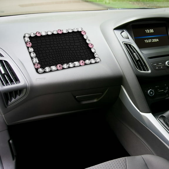 Clispeed Bling Rhinestone Dashboard Anti Slip Car Mat for Phones Sunglasses Car Interior Decor