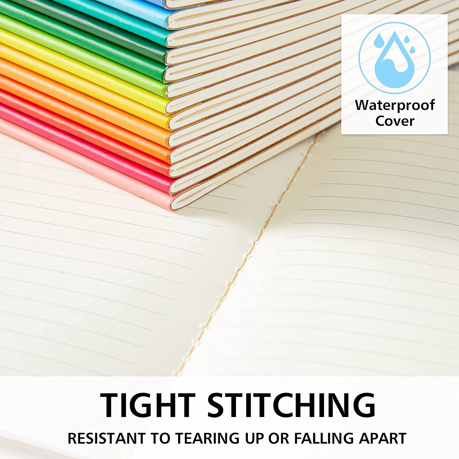 16 Pack Composition Notebooks Bulk, Kraft Cover Lined Blank College Ruled Composition Travel Journals with Rainbow Spines For Women Students Business, 60 Pages, 8.3”x 5.5”, A5, 16 Colors