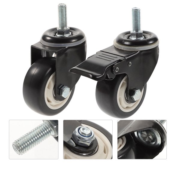 OFFIGAM 4-Pack Black Steel Casters for Wire Shelving, Heavy Duty Rolling Wheels Replacement Set