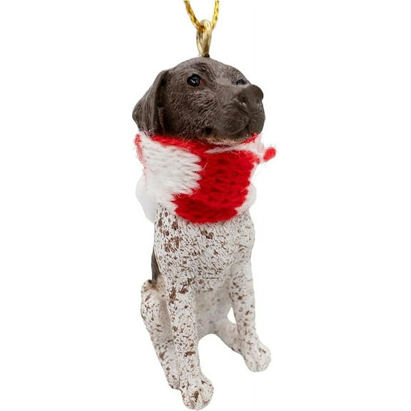 German Shorthaired Pointer Hunting Dog Christmas Tree Hunters Ornament with Fabric Candy Cane Scarf