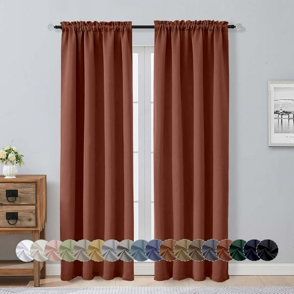 FAGRSA-Terracotta Blackout Curtains for Bedroom 84 Inch Length 2 Panels Set, Solid Thermal Insulated Privacy Living Room Window Treatment Curtains Blackout Drapes, W40 x L84 Inch, Terracotta