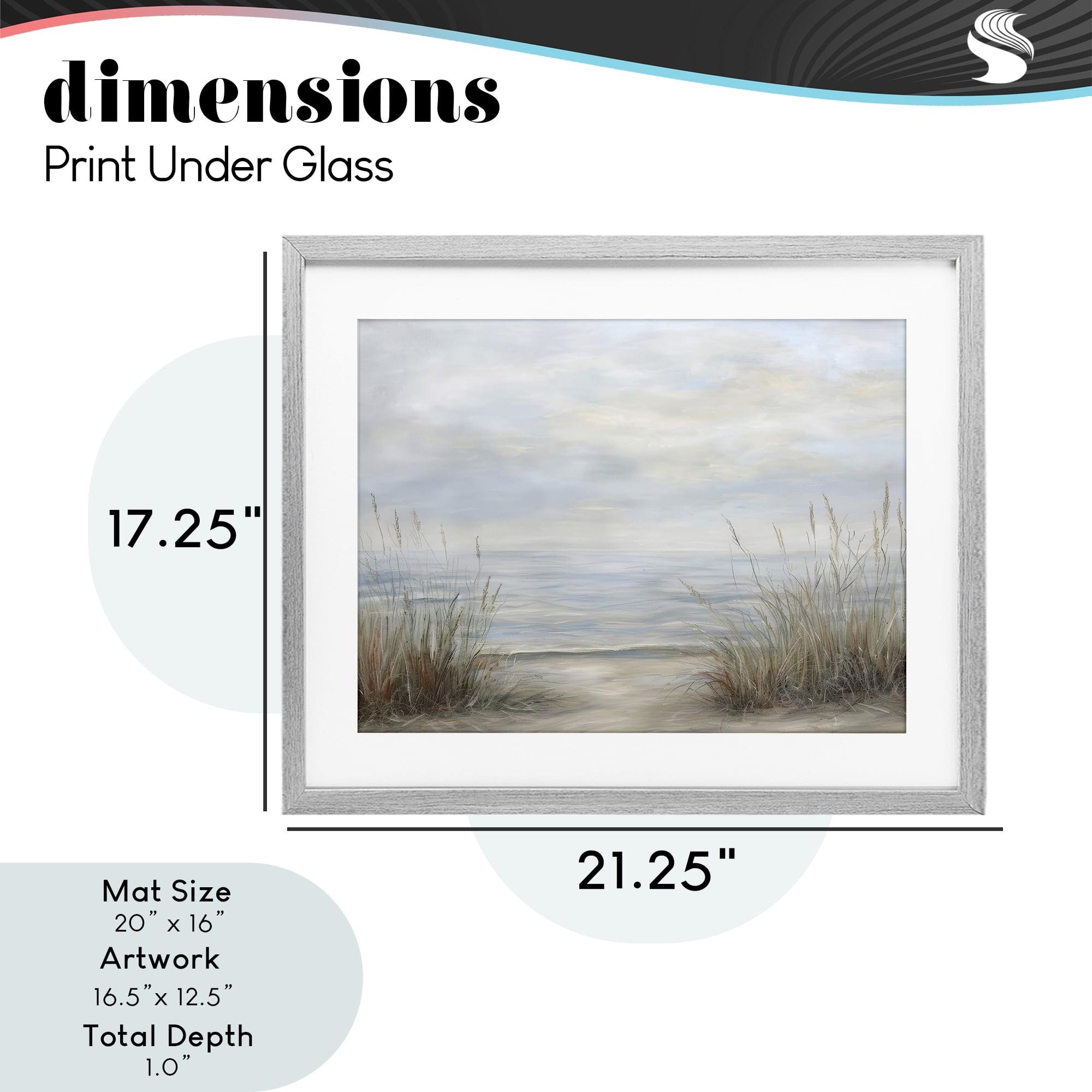 Stupell Industries Silent Beach with Seaside Dunes Gray Framed Print Under Glass, design by Petal Prints Design