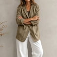 thumbnail image 6 of YgkuHd Fall Blazers for Women V-Neck Lapel Button Down Long Sleeve Cotton Linen Blend Vintage Suit Jacket Casual Work Outfits,Khaki_XL, 6 of 7