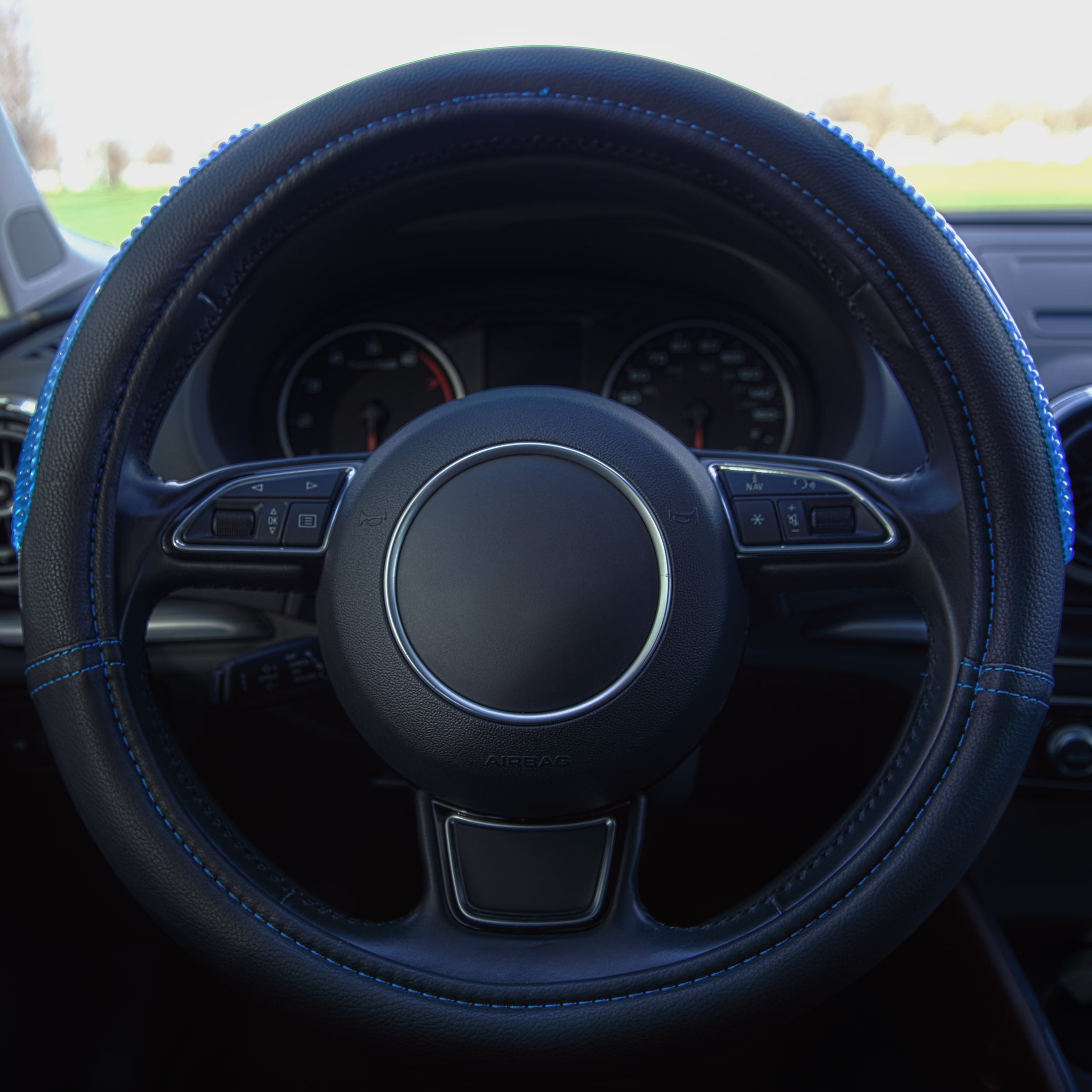 Ergo Drive Comfort Gel Steering Wheel Cover, Black and Blue Accent