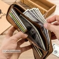 thumbnail image 3 of BULLCAPTAIN Genuine Leather Wallet for Men Large Capacity ID Window Card Case with Zip Coin Pocket Brown, 3 of 6
