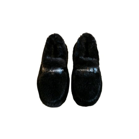 

SIMANLAN Women s Slippers Comfort Warm Casual Shoes Fluffy Flats Work Lightweight Loafer Slipper Winter Soft Plush Black 4.5