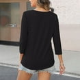 thumbnail image 4 of RYRJJ Women's 3/4 Length Sleeve Tops Square V Notched Neck Tee Shirts Dressy Casual Summer Tunic Blouses(Black,XL), 4 of 4