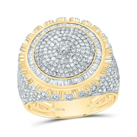 10kt Yellow Gold 2 Cttw Diamond Round Mens Ring, Men Size: 8-12