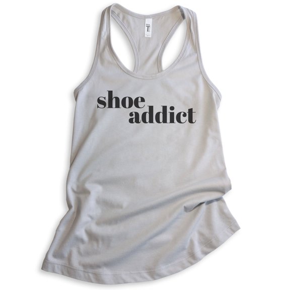 Shoe Addict Tank Top, Ladies Racerback Tank Top, Shoe Lover Tank, Silver Gray, X-Large