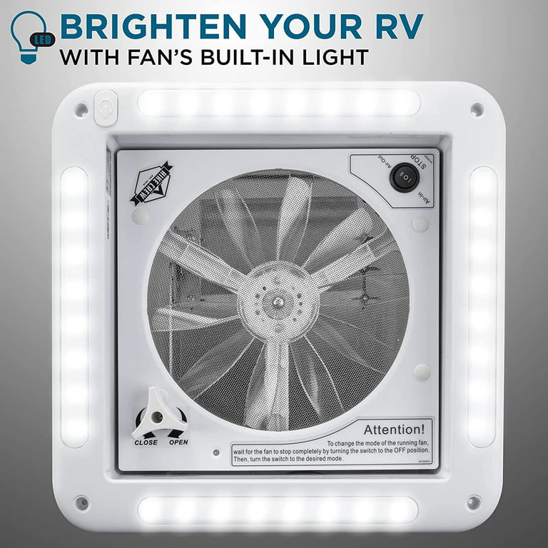 Hike Crew Rv Accessories, 14” Rv Roof Vent Fan W/led Light - White : Target