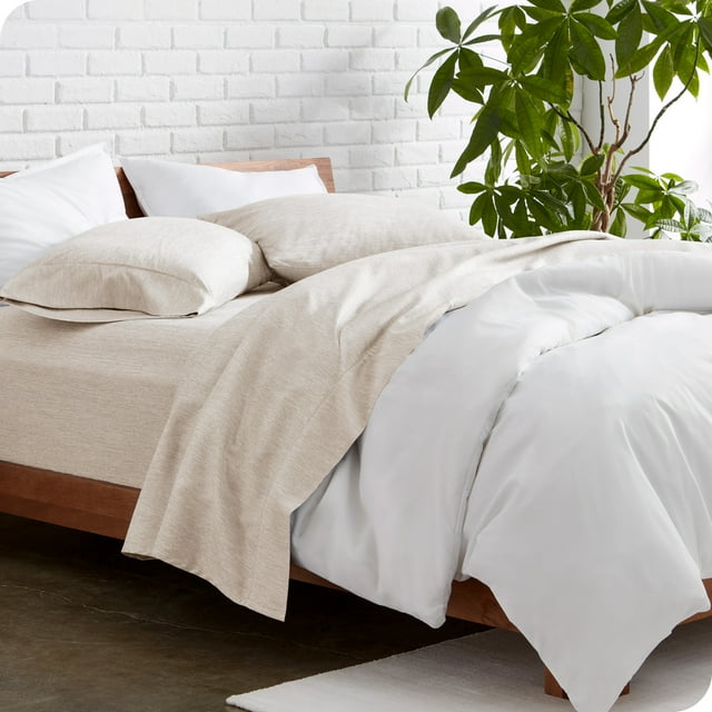 Bare Home Premium 1800 Collection 4-Piece Bed Sheet Set, King, Heathered Pebble