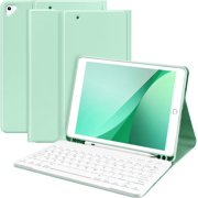 Keyboard Case for iPad 9th/8th/7th Generation Folio Keyboard Case for iPad 10.2" 2021/2020/2019/iPad Air 3rd Gen 2019/iPad Pro 10.5 2017 Case with Pencil Holder Auto Wake/Sleep Function Lake Blue
