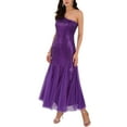 thumbnail image 4 of INSPIRE CHIC Vestido de cóctel de lentejuelas para mujer, maxi de un solo hombro, vestido de sirena para prom, noche y boda, XL púrpura oscuro, 4 of 6