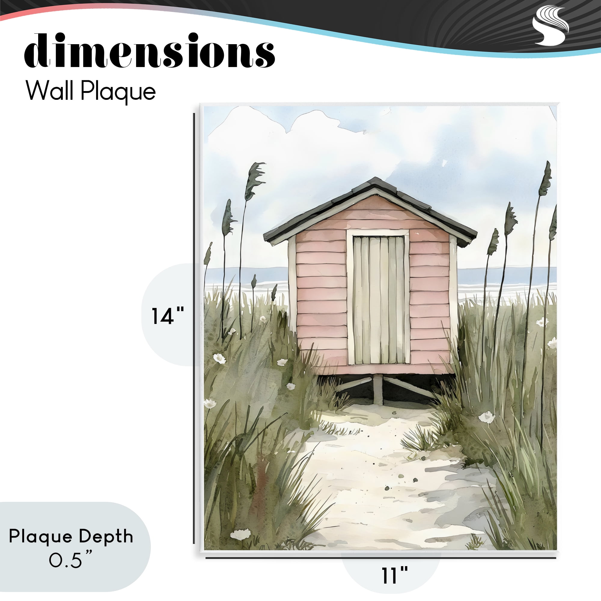 Stupell Industries Coastal Calm Pink Beach Hut Wall Plaque Art, design by Riley B