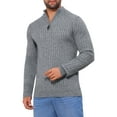 thumbnail image 4 of INSPIRE CHIC Men's Quarter Zip Pullover Sweater Knitted Mock Neck Polo Sweater S Gray, 4 of 6