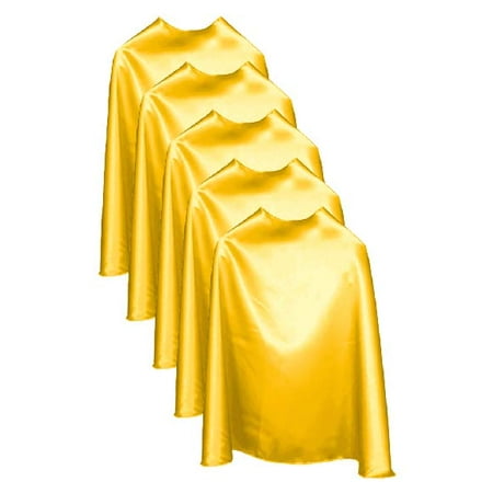 Superfly Kids premium Super Hero Capes Adult 5 pack Yellow