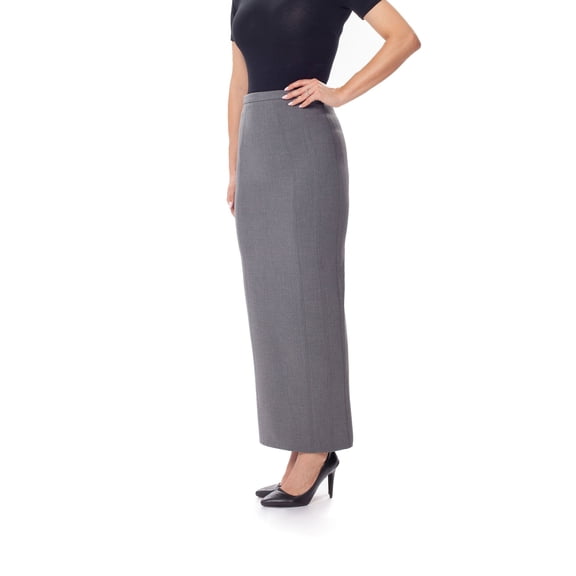 Grey Ankle Length Women's Plus Size Back Split Maxi Skirt