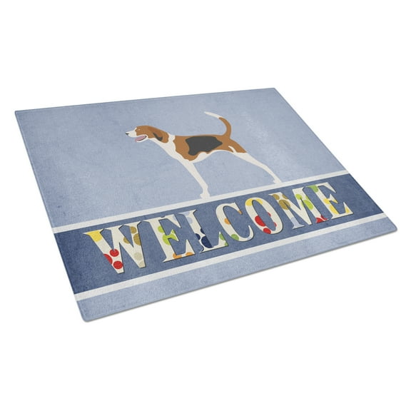 Caroline's Treasures Foxhound Welcome Glass Cutting Board Large