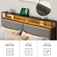 thumbnail image 5 of HOOBRO Queen Bed Frame with Charging Station, LED Light Strip & Upholstered Storage Headboard, Charcoal Gray, 5 of 9