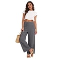 thumbnail image 5 of Women's Cotton Linen Summer Palazzo Pants Flowy Wide Leg Beach Trousers Casual Loose Pants Gray S, 5 of 6