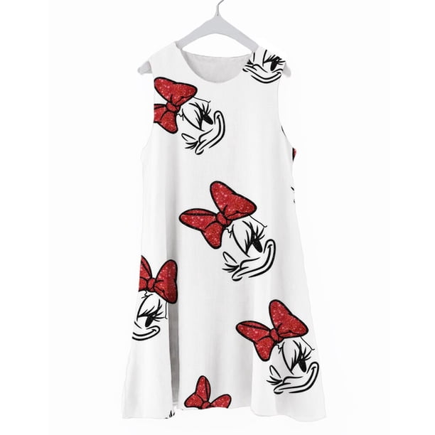 Vestido de verano para niña, vestido sin mangas de pato Donald de Disney para niña, vestido corto de princesa, ropa de casa informal a la moda, lindo Graffit120 Gao Jinjia LED