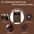 thumbnail image 6 of Farmhouse Side Table Bedroom Set of 2, Nightstand with Charging Station, End Table Side Table for Bedroom,Living Room, 6 of 6