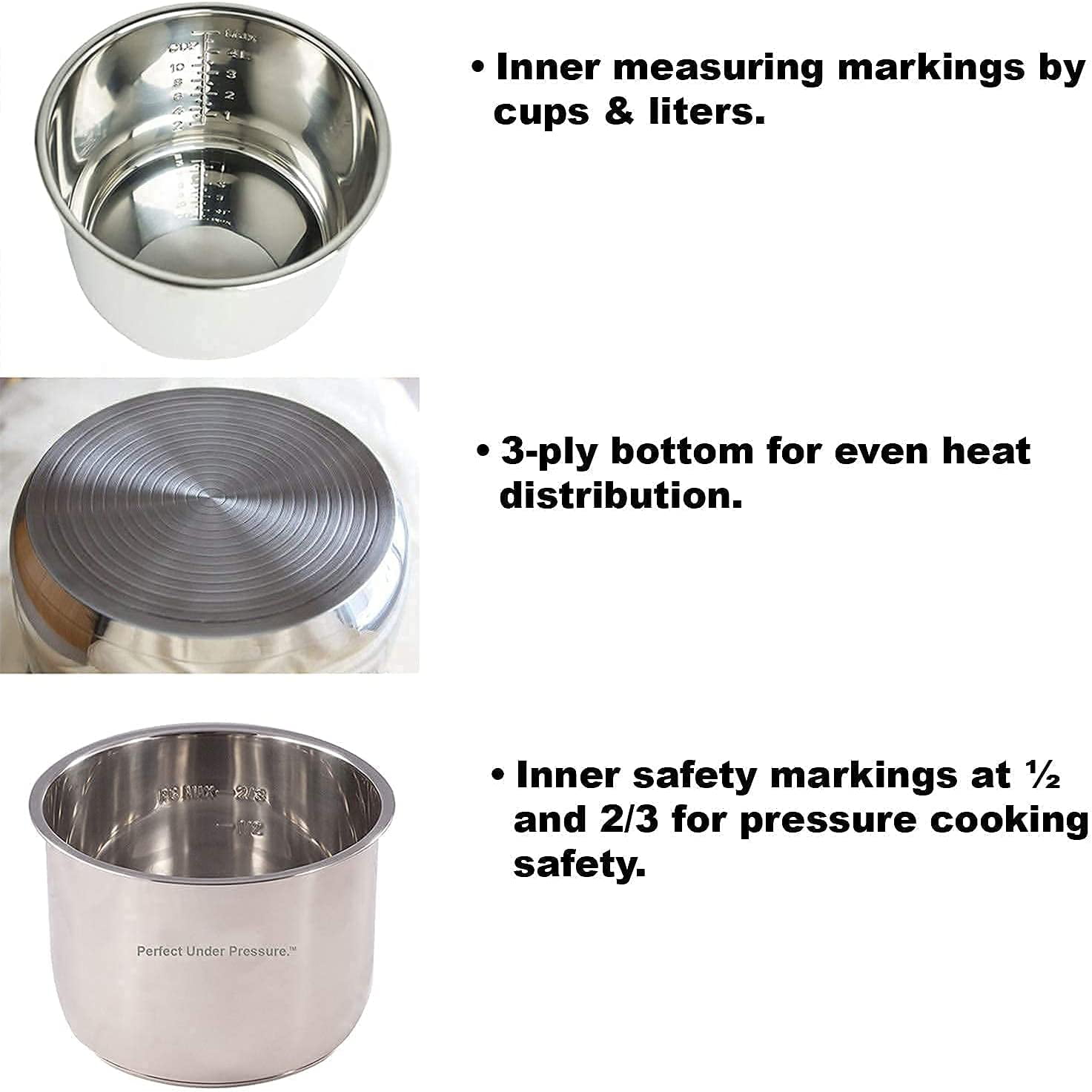 Power Pressure Cooker XL Inner Pot Replacement Stainless Steel