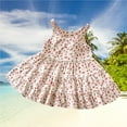 thumbnail image 5 of Odeerbi Toddler Girls Tiered Dress Floral Tank Dress 1-12 Years Children's Summer Dress Princess Floral Slip Dress Nightdress Beige, 5 of 6