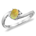 thumbnail image 1 of 14K White Gold Diamond Natural Ethiopian Opal Bypass Engagement Ring Oval 6x4 mm, size 8, 1 of 1