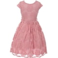 thumbnail image 3 of Flower Girl Dress Curly V-Neck Rose Embroidery AllOver for Little Girl Rose 6 JKS.2066, 3 of 4